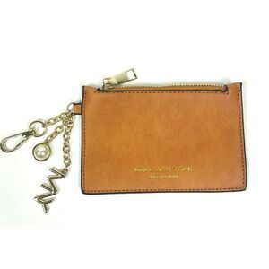Marc New York Camel Brown Pebbled Leather Keychain Charm Zip Pouch Card Wallet